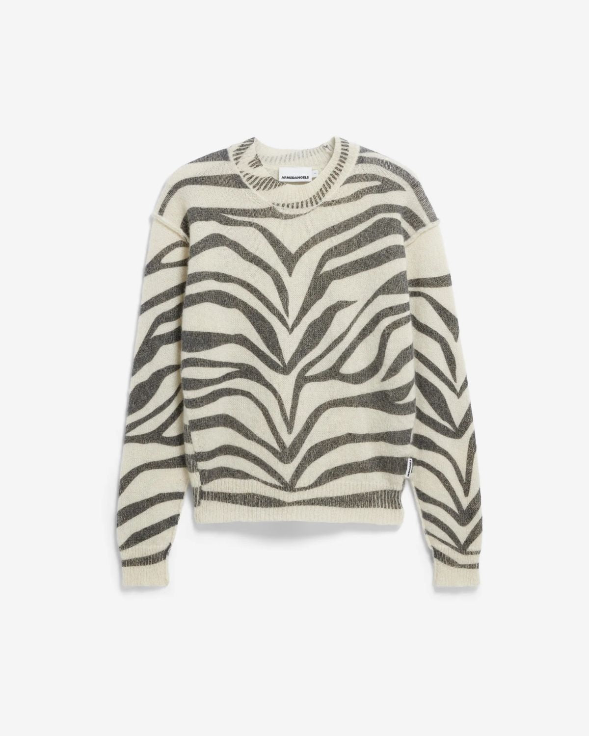 Angesagter Strickpullover aus Mohair Wolle mit Zebramuster von Armedangels