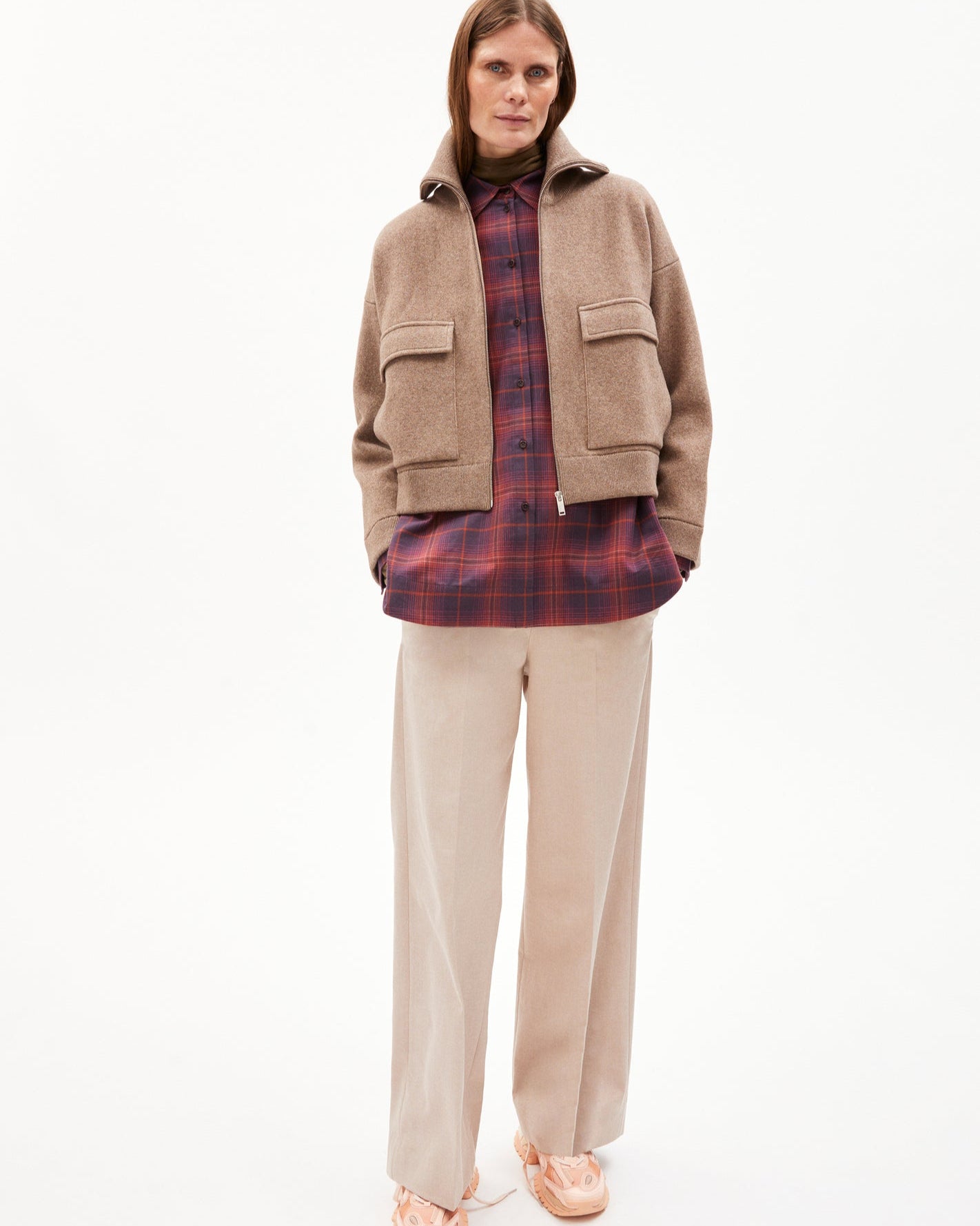 Damen Wolljacke aus Bio-Baumwolle-Wollmix, GOTS-zertifiziert, cinnamon dust melange