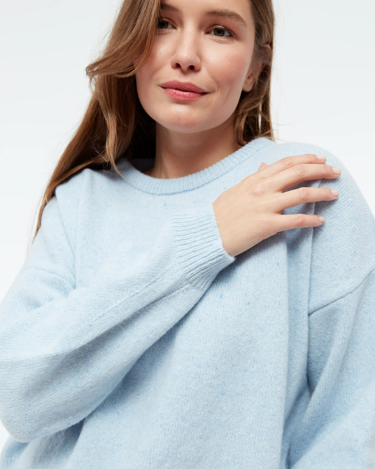 Detailansicht Strickstruktur Pullover GBJella Light Blue