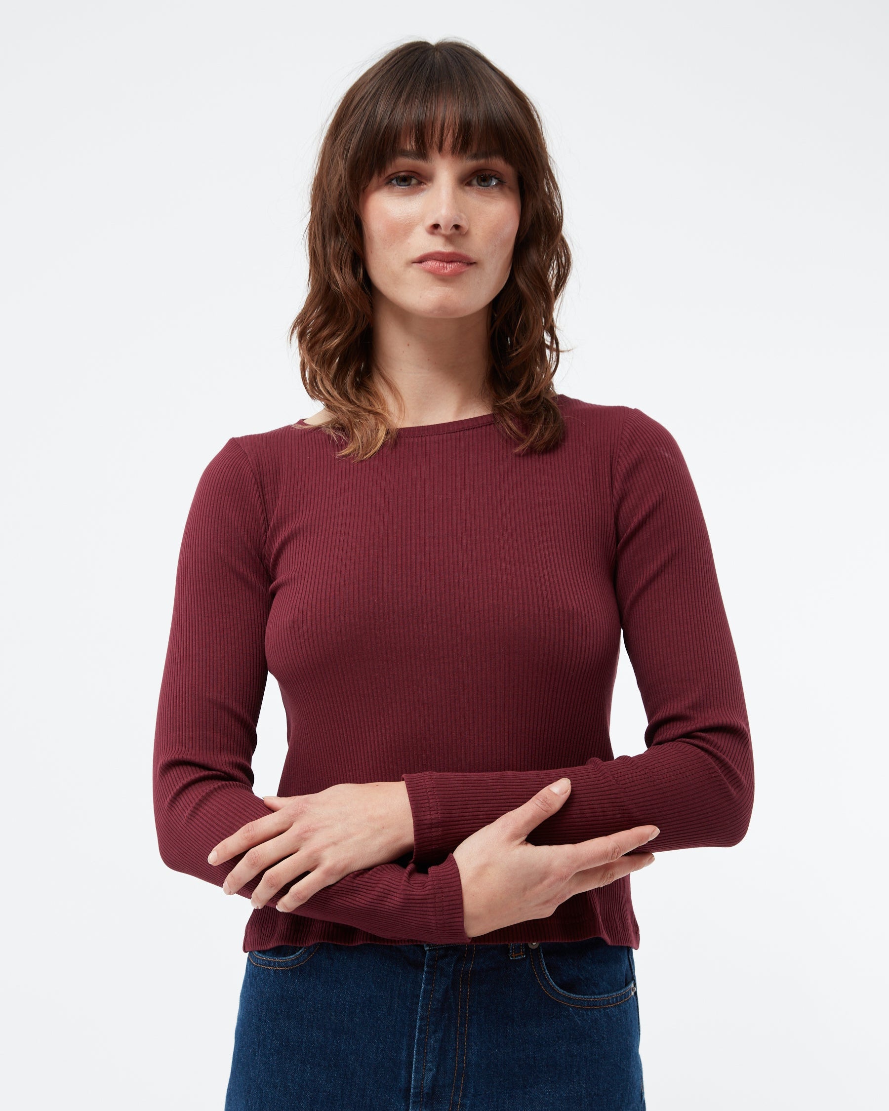 GIVN Berlin GBRosa Longsleeve aus Bio-Baumwolle in Burgundy