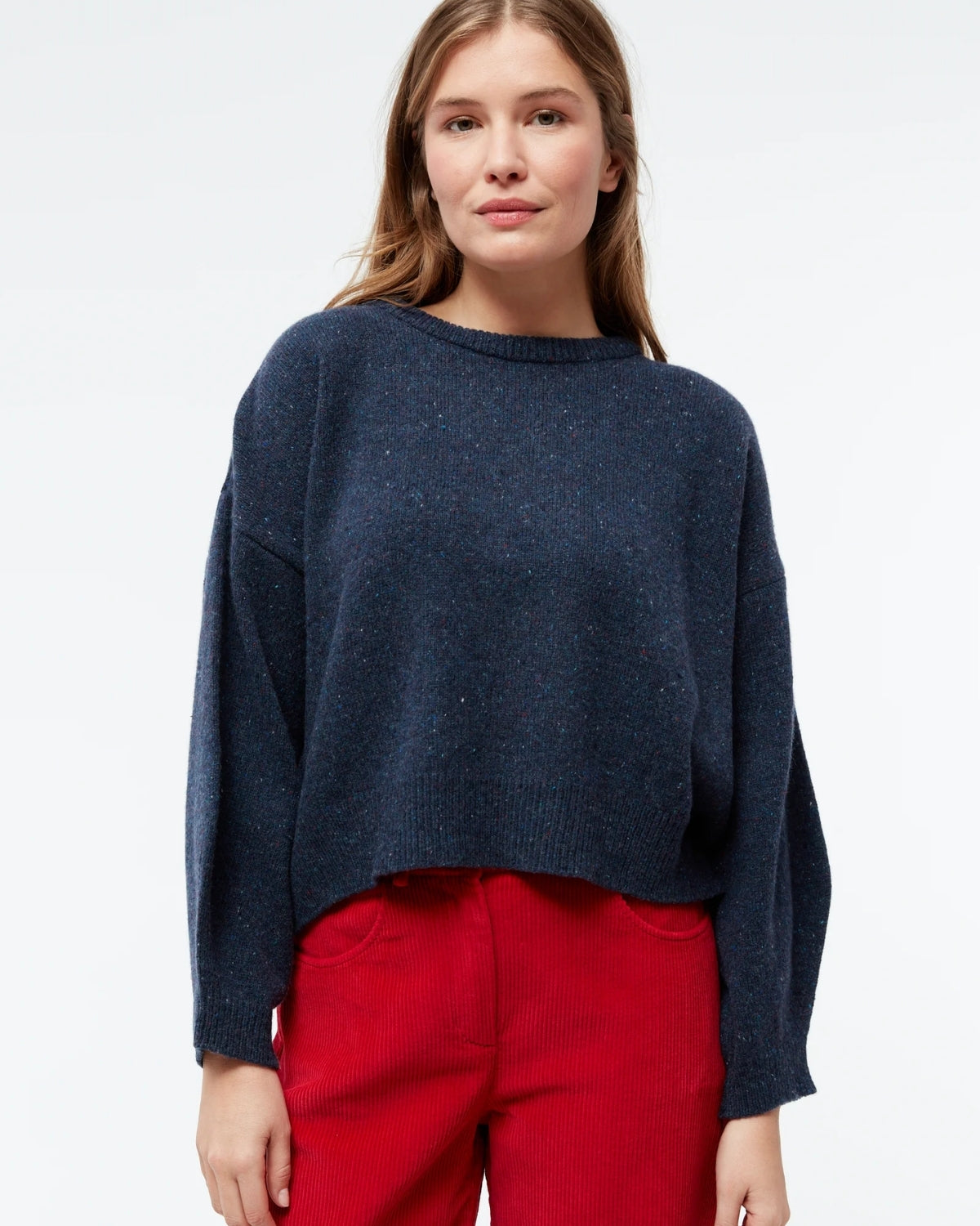 GIVN Berlin Strickpullover GBJella in dark blue – Cropped Fit aus recyceltem Wollgemisch