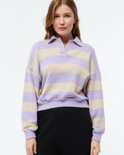 GIVN Berlin GBResa Sweater – gestreifter Pullover aus recycelter Baumwolle in Light Beige/Light Amethyst