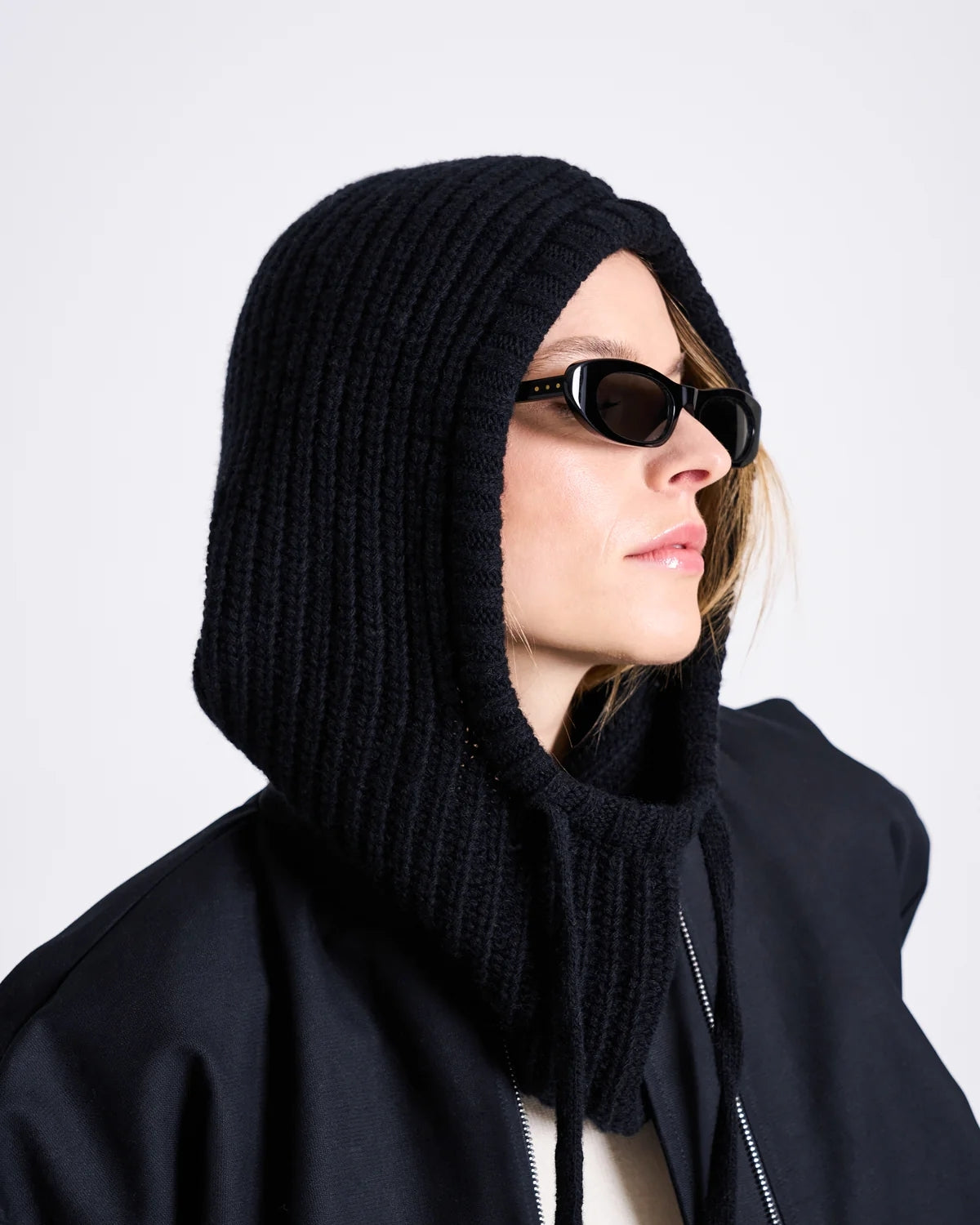 Balaclava Wooly Pioggia aus Bio-Wolle | Schwarz